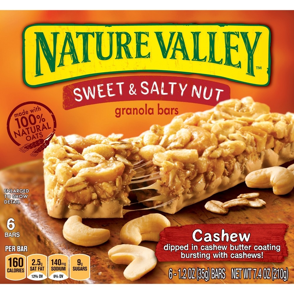 slide 3 of 3, Nature Valley Granola Bars, Sweet and Salty Nut, Cashew, 6 Bars, 6 ct