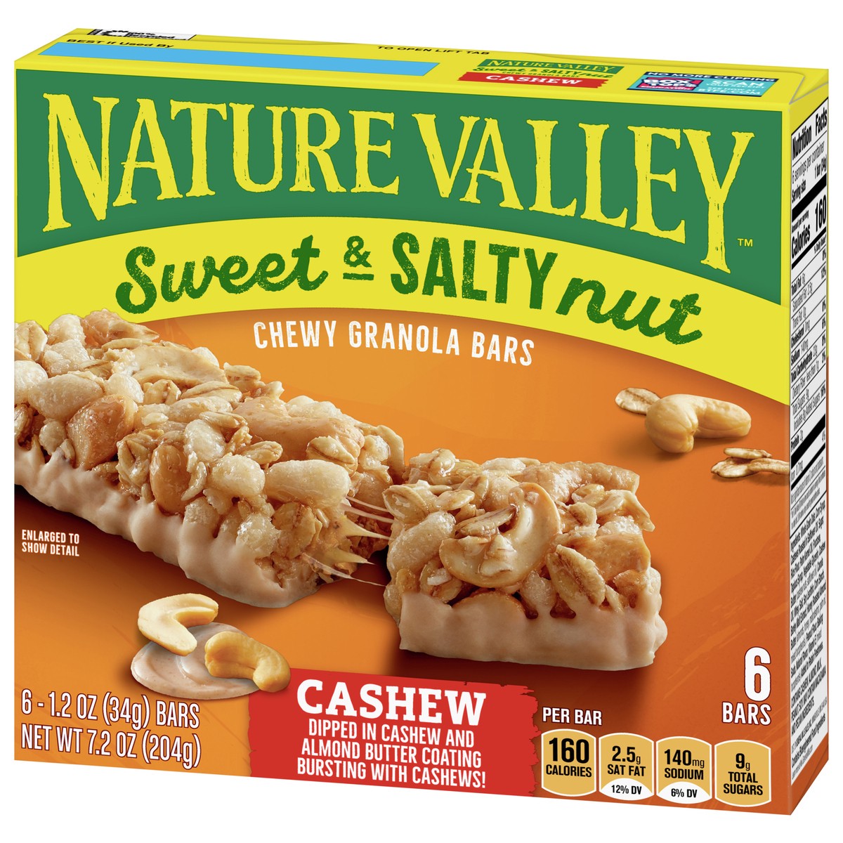 slide 7 of 13, Nature Valley Granola Bars, Sweet and Salty Nut, Cashew, 6 Bars, 7.2 OZ, 6 ct