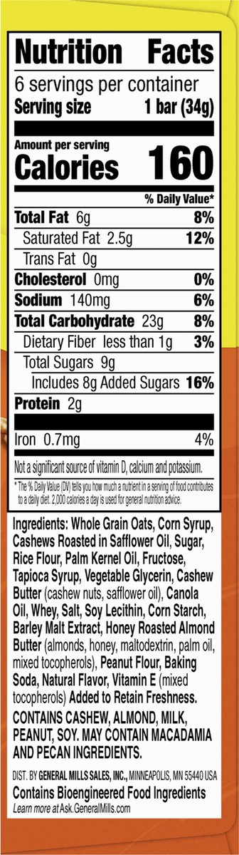 slide 2 of 13, Nature Valley Granola Bars, Sweet and Salty Nut, Cashew, 6 Bars, 7.2 OZ, 6 ct