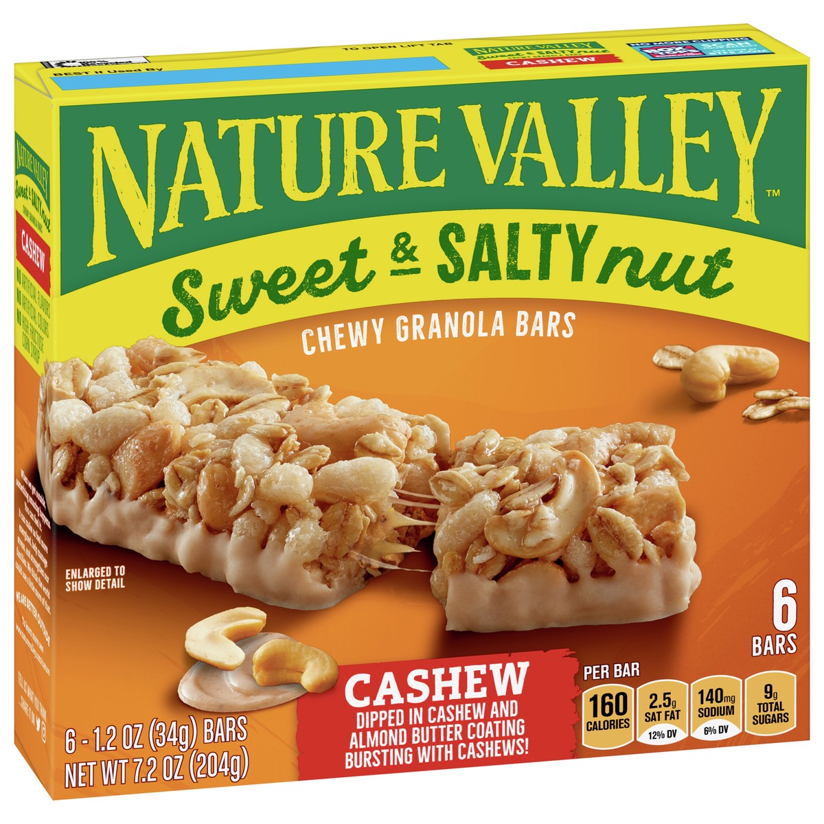 slide 13 of 13, Nature Valley Granola Bars, Sweet and Salty Nut, Cashew, 6 Bars, 7.2 OZ, 6 ct