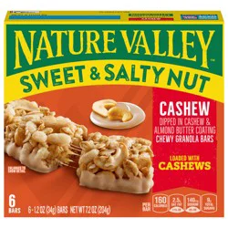 Nature Valley Sweet and Salty Nut Granola Bars, Cashew, 6 Bars, 7.2 oz