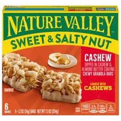 Nature Valley Sweet and Salty Nut Granola Bars, Cashew, 6 Bars, 7.2 oz