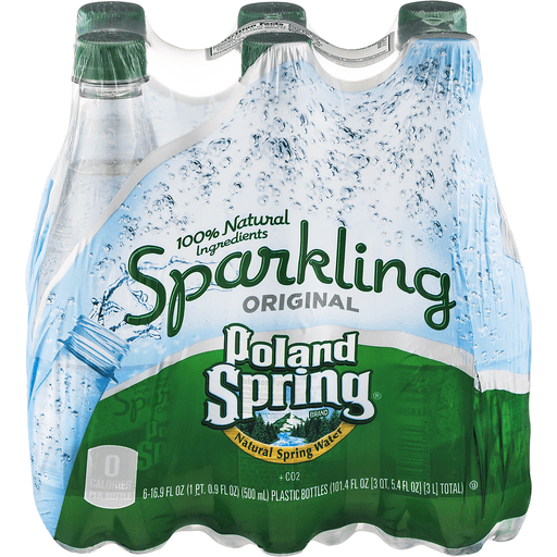 slide 1 of 1, Poland Spring Brand Sparkling Natural Spring Water Bottles - 6 ct; 16.9 fl oz, 6 ct; 16.9 fl oz