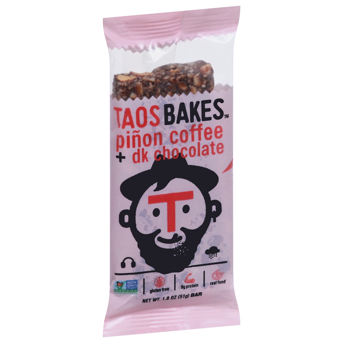 slide 2 of 9, Taos Bakes Pinon Coffee Dark Coffee Bar, 1.8 oz