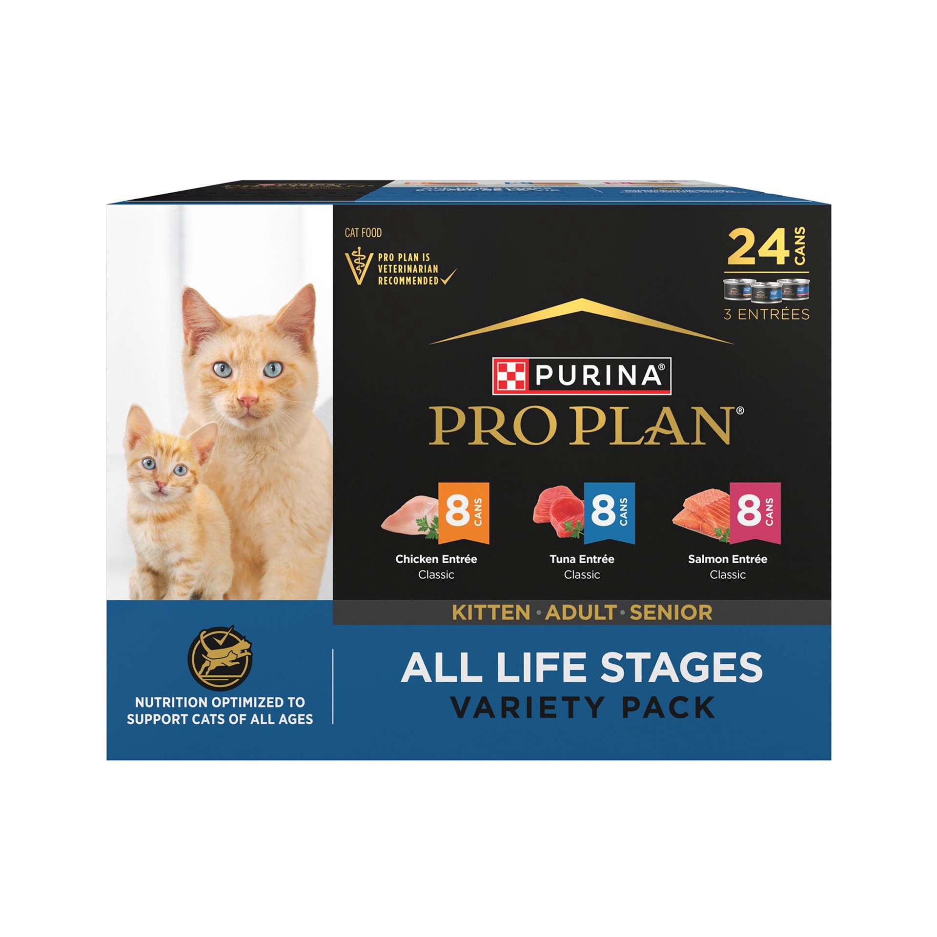 slide 1 of 1, Purina Pro Plan Cat - All Life Stages, Pate, Variety Pack, 24 Ct, 72 Oz, 24 ct