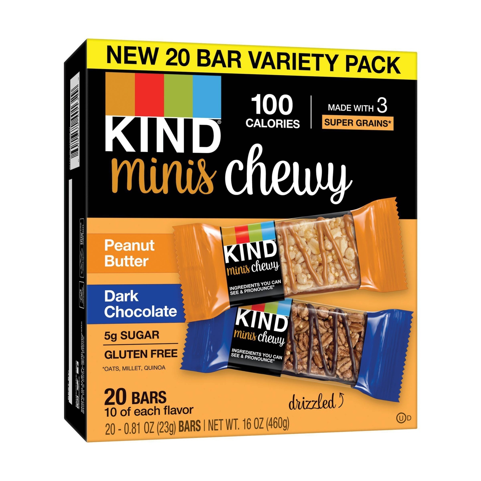 slide 1 of 1, KIND Mini Chewy Peanut Butter + Dark Chocolate - 16oz/20ct, 20 ct; 16 oz