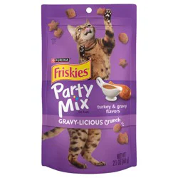 Purina Friskies Cat Treats, Party Mix Gravy-licious Crunch Turkey and Gravy Flavors