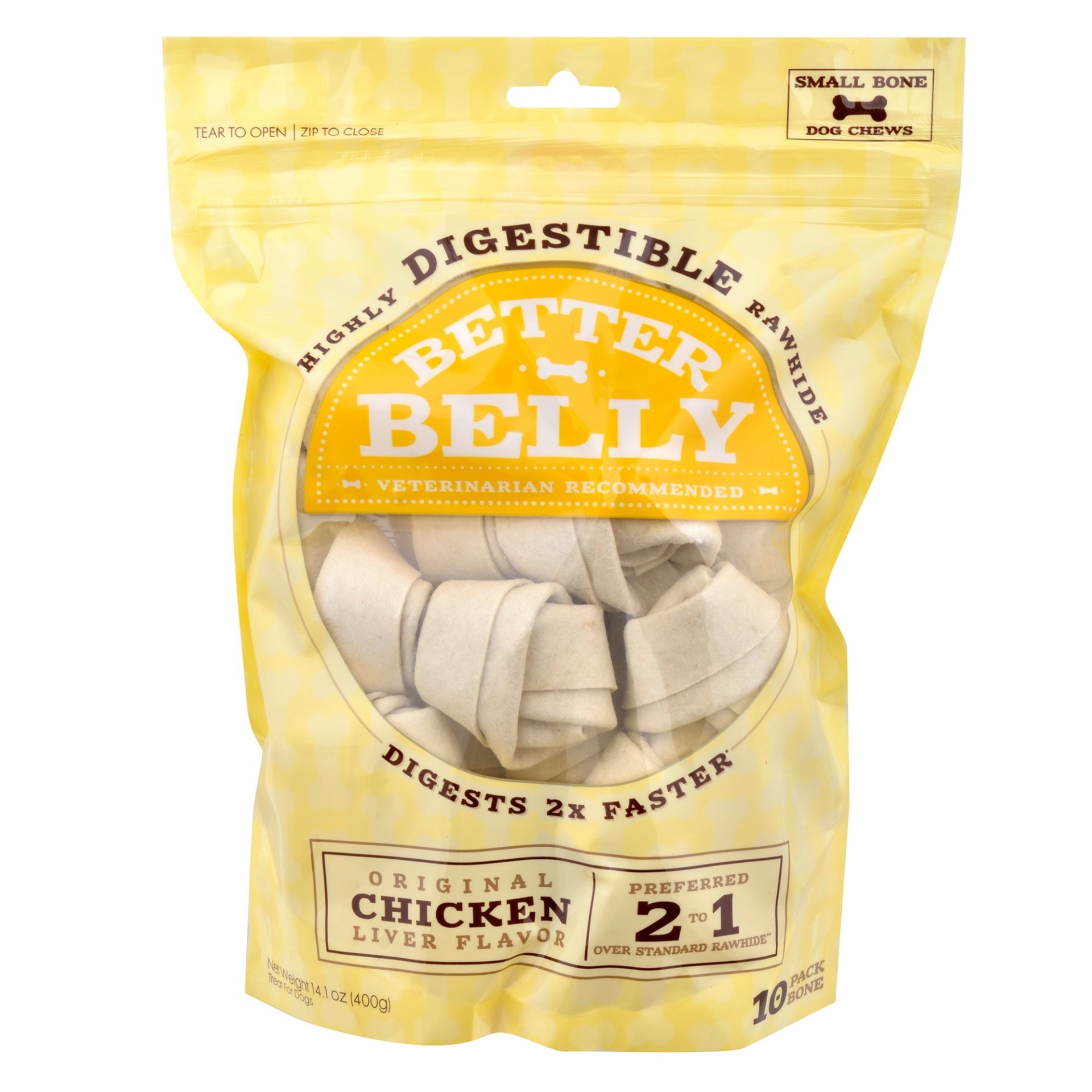 slide 1 of 1, Better Belly Chicken Rawhide Small Dog Chews, 14.1 oz