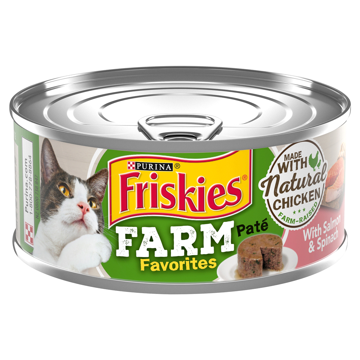 slide 1 of 1, Friskies Farm Favorites Salmon & Spinach Pate Wet Cat Food, 5.5 oz
