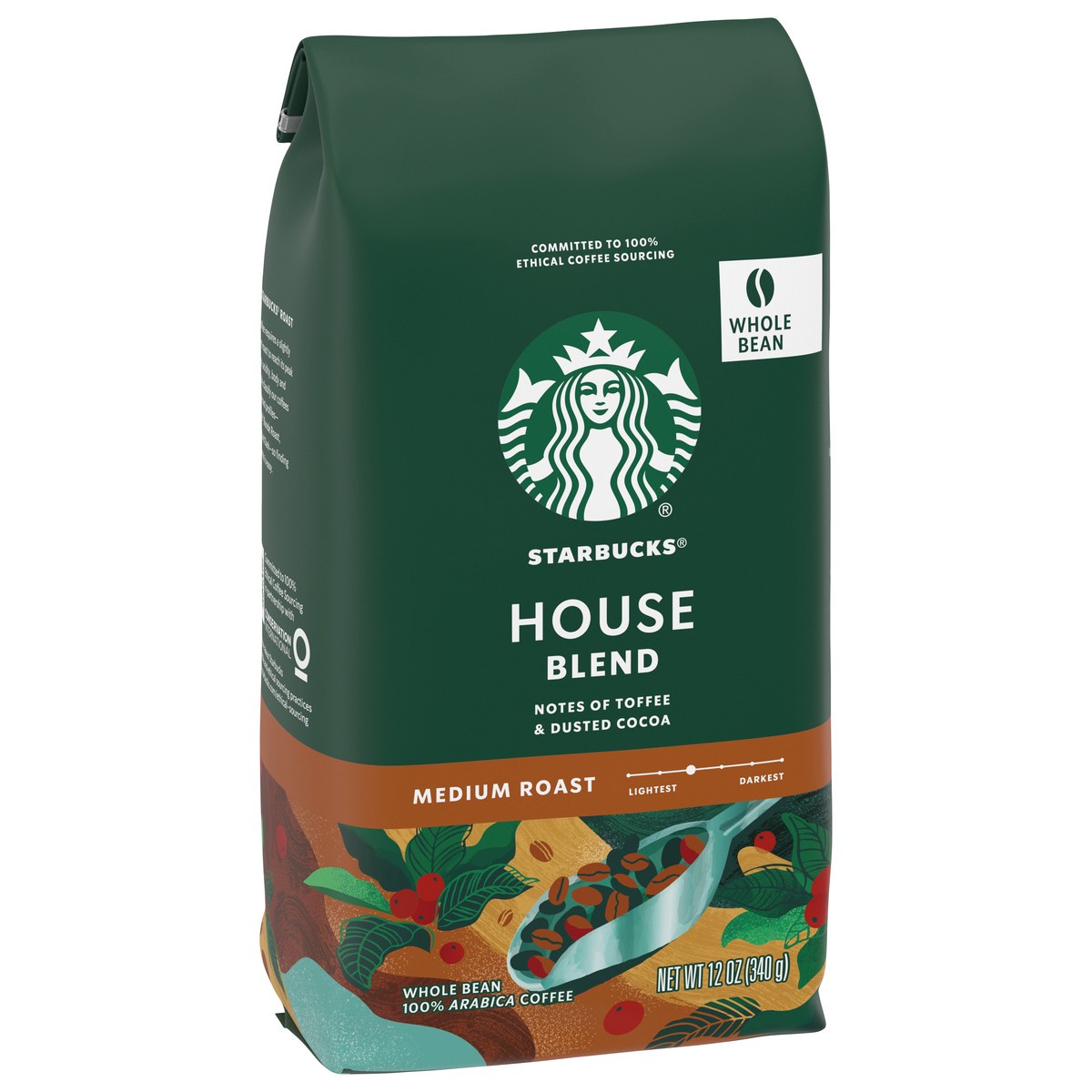 slide 8 of 9, Starbucks Whole Bean Coffee, Medium Roast Coffee, House Blend, 100% Arabica, 1 bag (12 oz), 12 oz