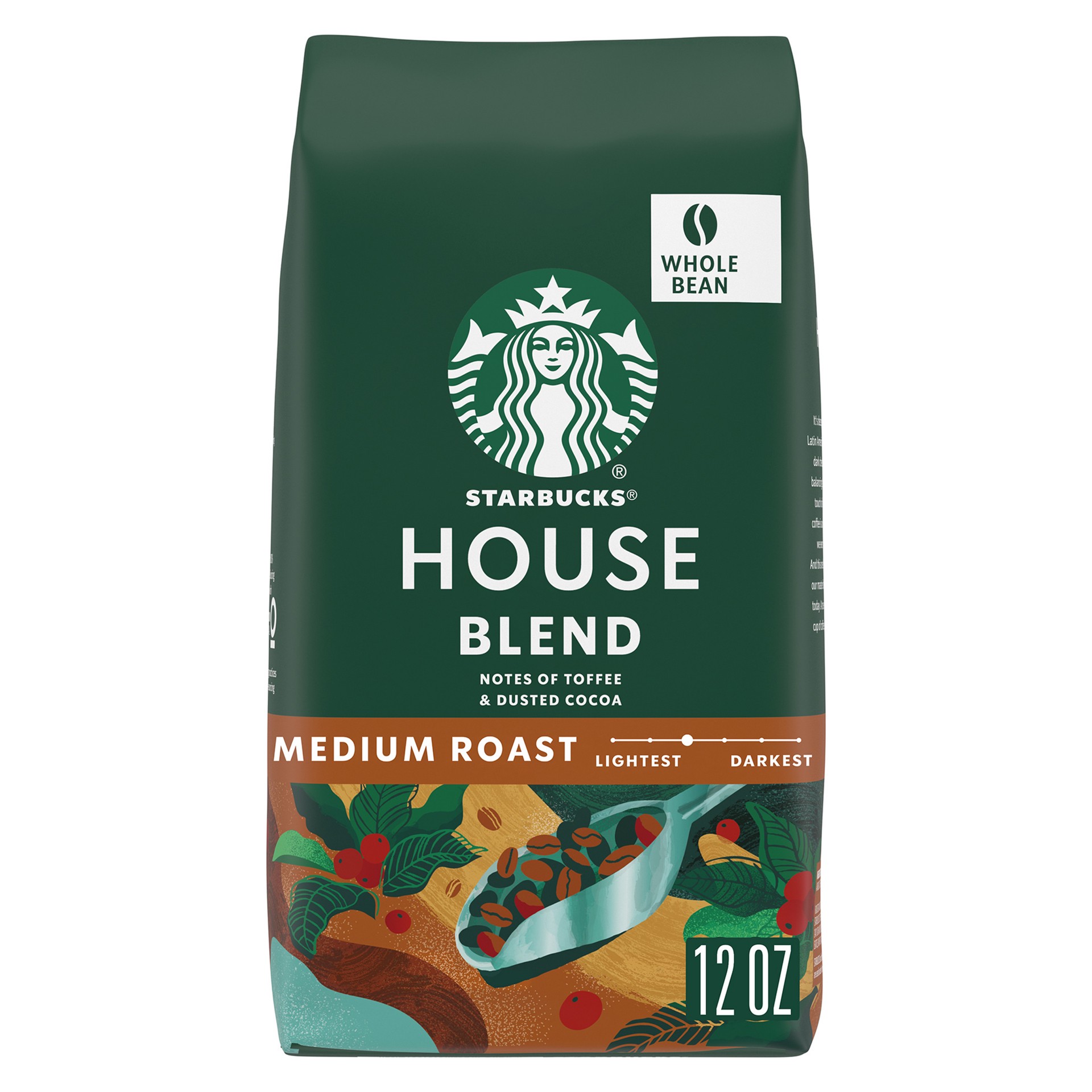 slide 1 of 9, Starbucks Whole Bean Coffee, Medium Roast Coffee, House Blend, 100% Arabica, 1 bag (12 oz), 12 oz