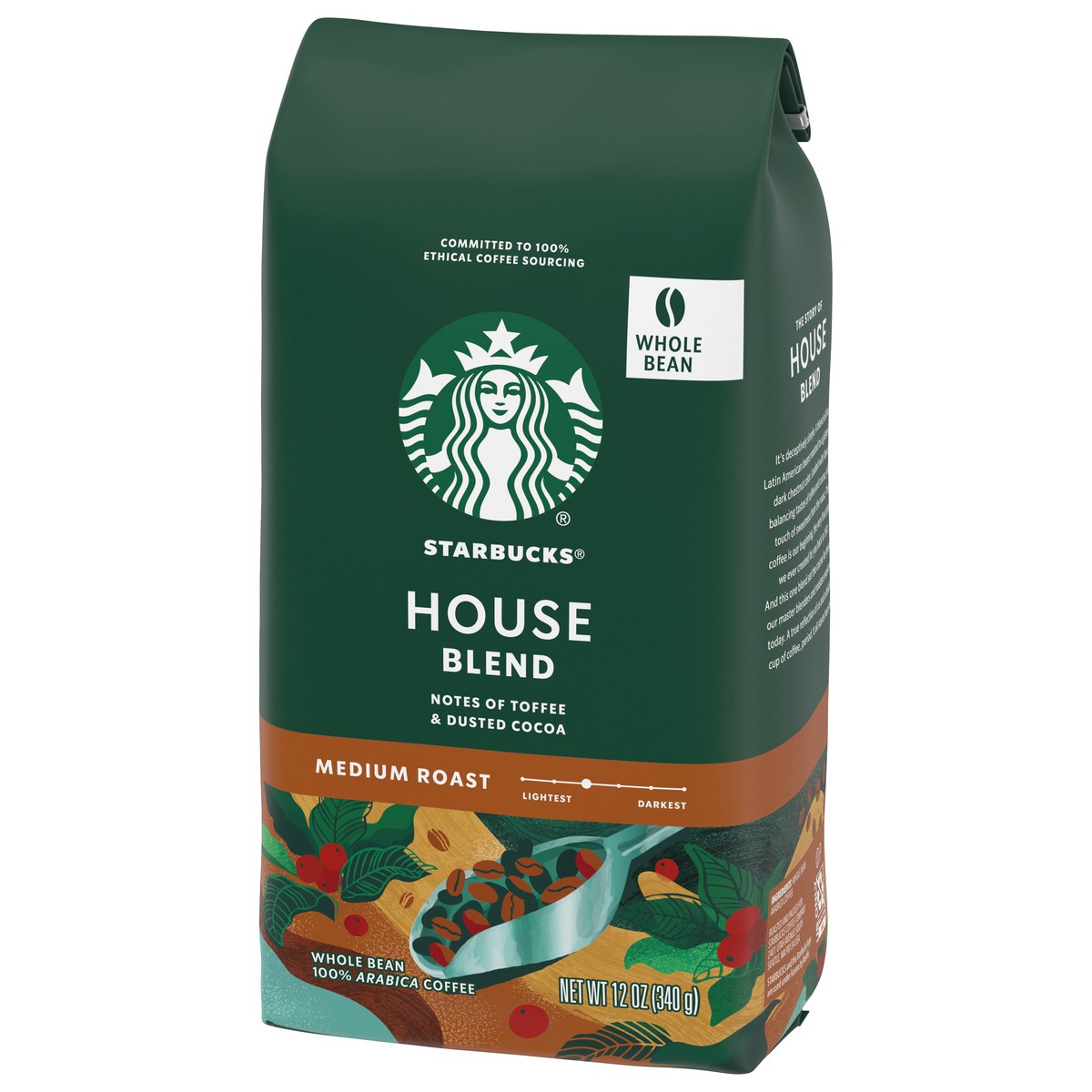 slide 3 of 9, Starbucks Whole Bean Coffee, Medium Roast Coffee, House Blend, 100% Arabica, 1 bag (12 oz), 12 oz