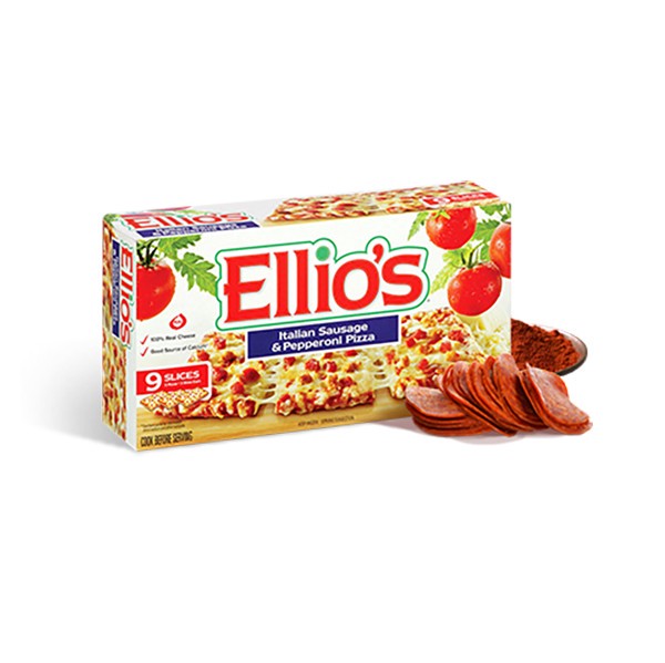 slide 1 of 9, Ellio's Italian Sausage & Pepperoni Pizza, 18.9 oz