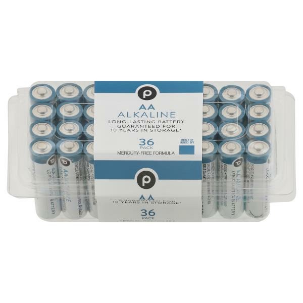 slide 1 of 1, Publix Batteries, Alkaline, AA, 36 Pack, 36 ct