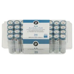 Publix Batteries, Alkaline, AA, 36 Pack