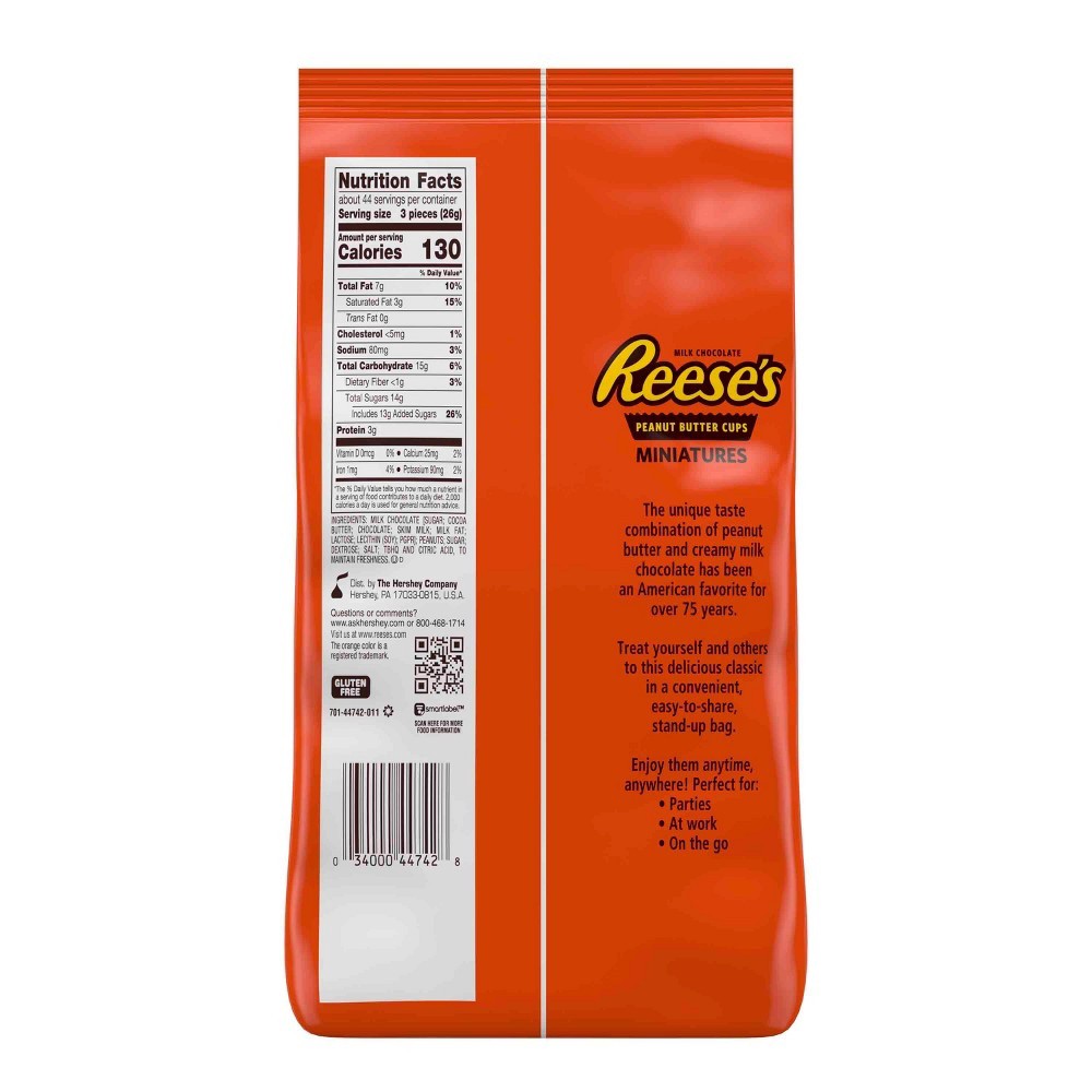 slide 9 of 9, Reese's Miniatures Peanut Butter Cups, 40 oz