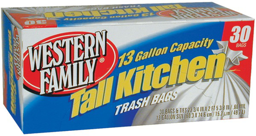 slide 1 of 1, Western Family Tall Kitchen Bag, 30 ct