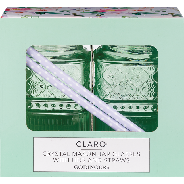 slide 1 of 1, GODINGER Claro Green Mason Jar, Set Of 2, 1 ct