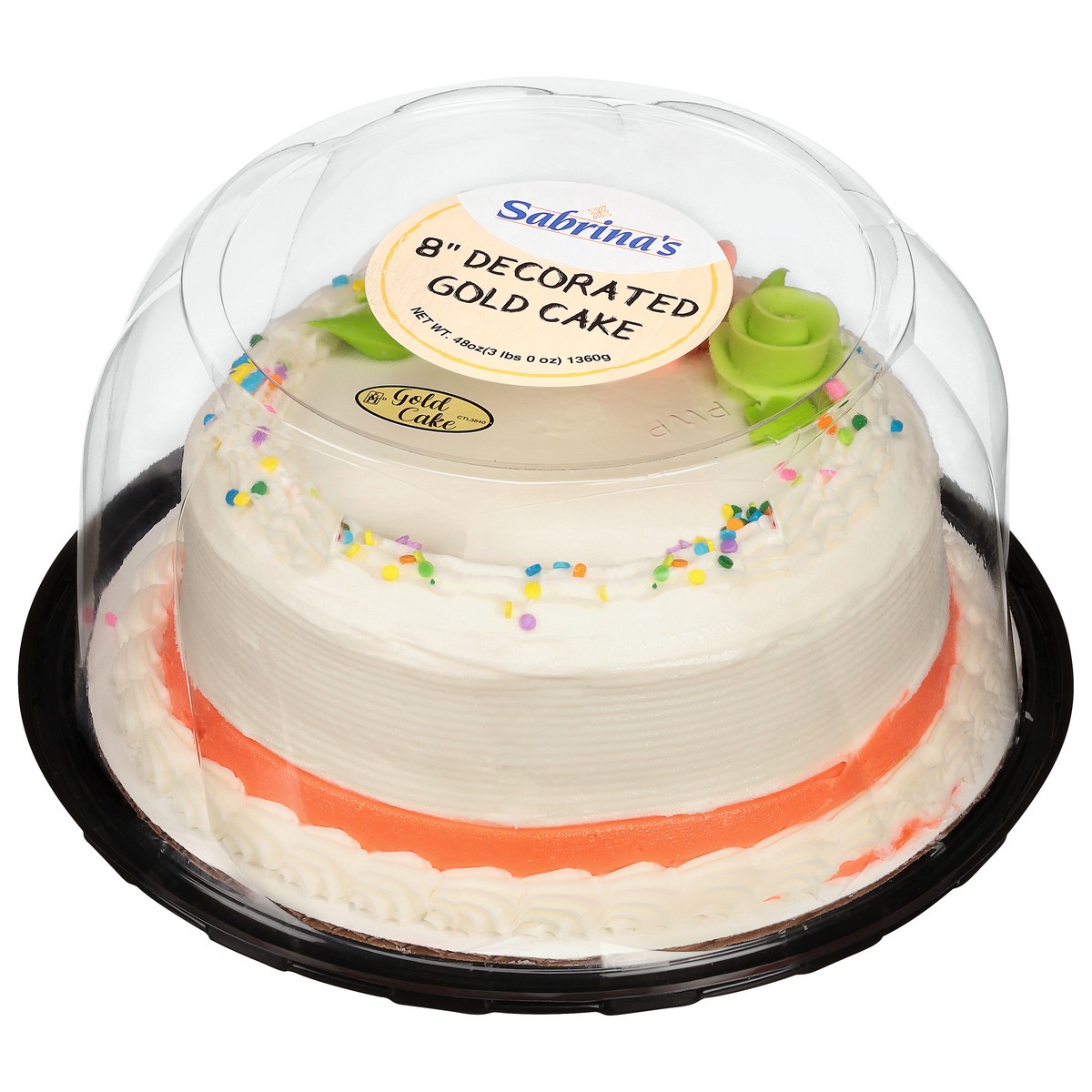 slide 7 of 12, Sabrina's 8 Inch Decorated Gold Cake 48 oz, 48 oz