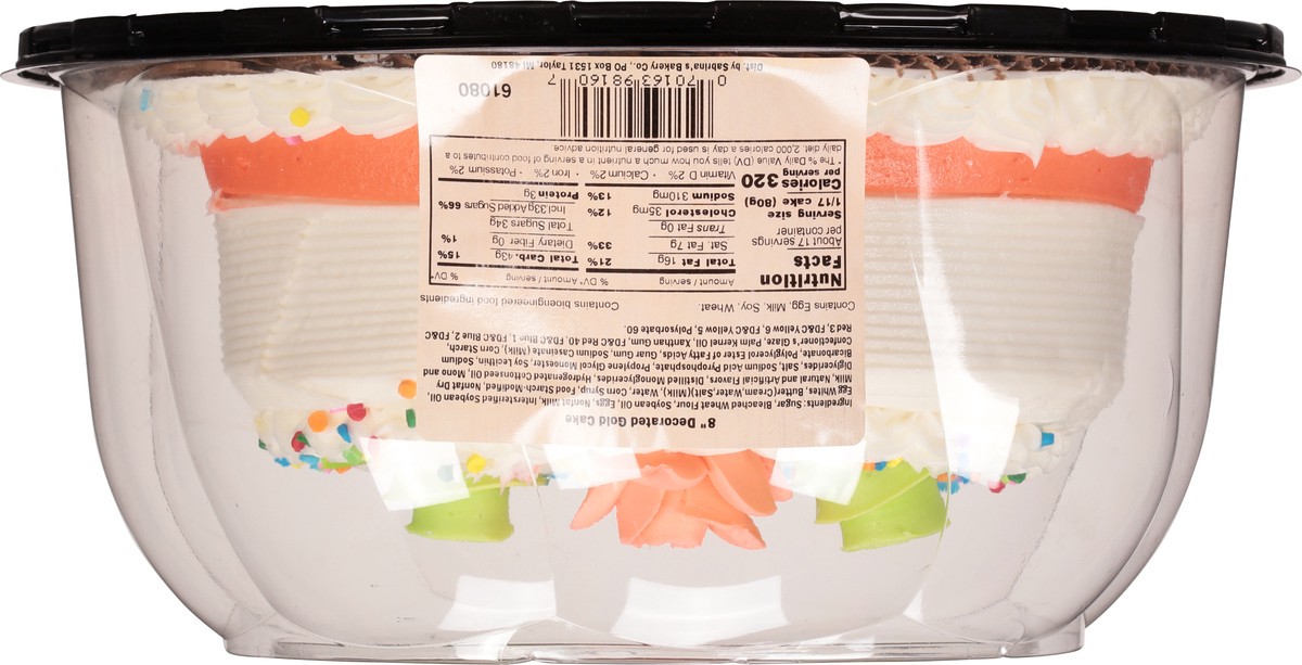 slide 10 of 12, Sabrina's 8 Inch Decorated Gold Cake 48 oz, 48 oz