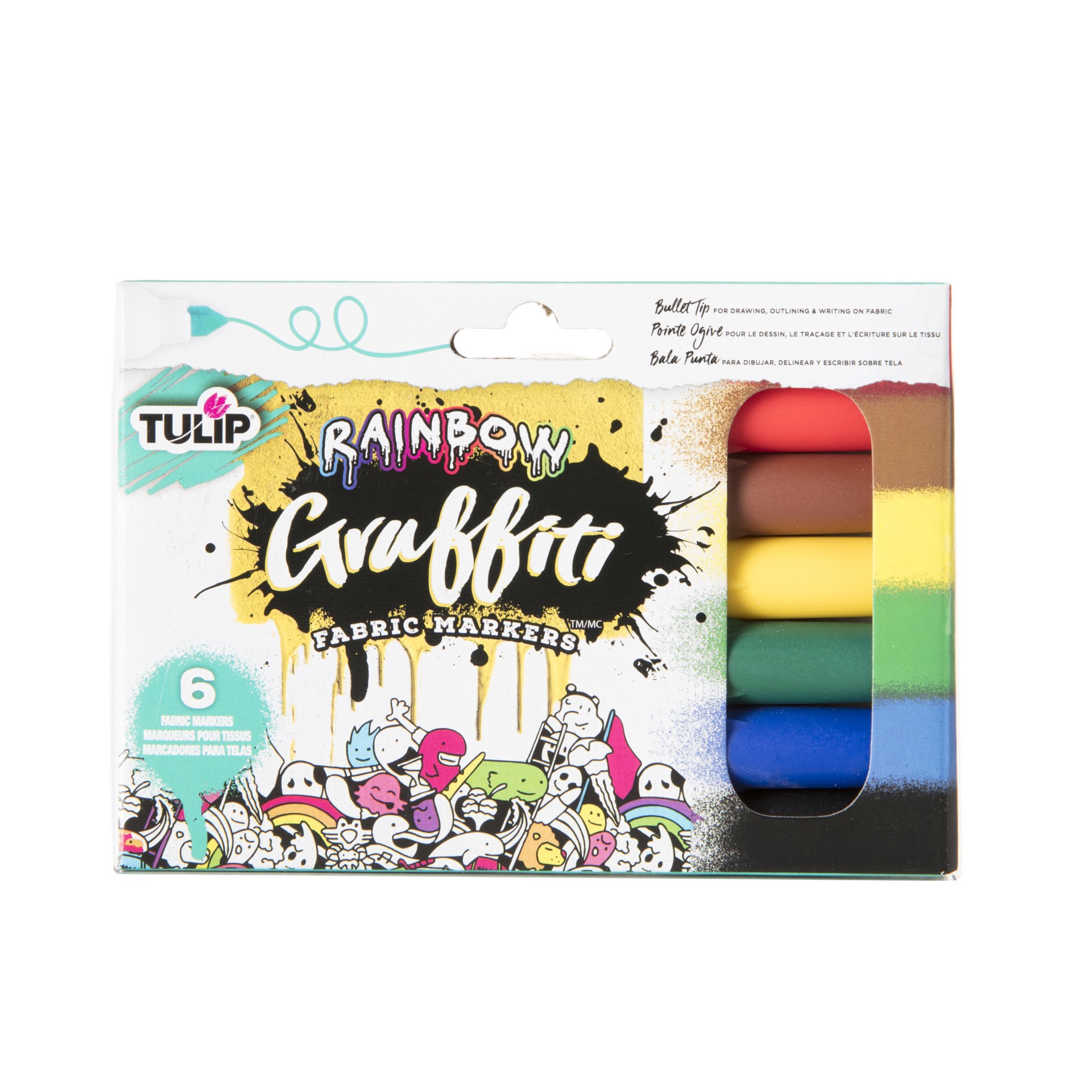 slide 4 of 5, Tulip Graffiti Fabric Paint Markers, Rainbow, 1 ct