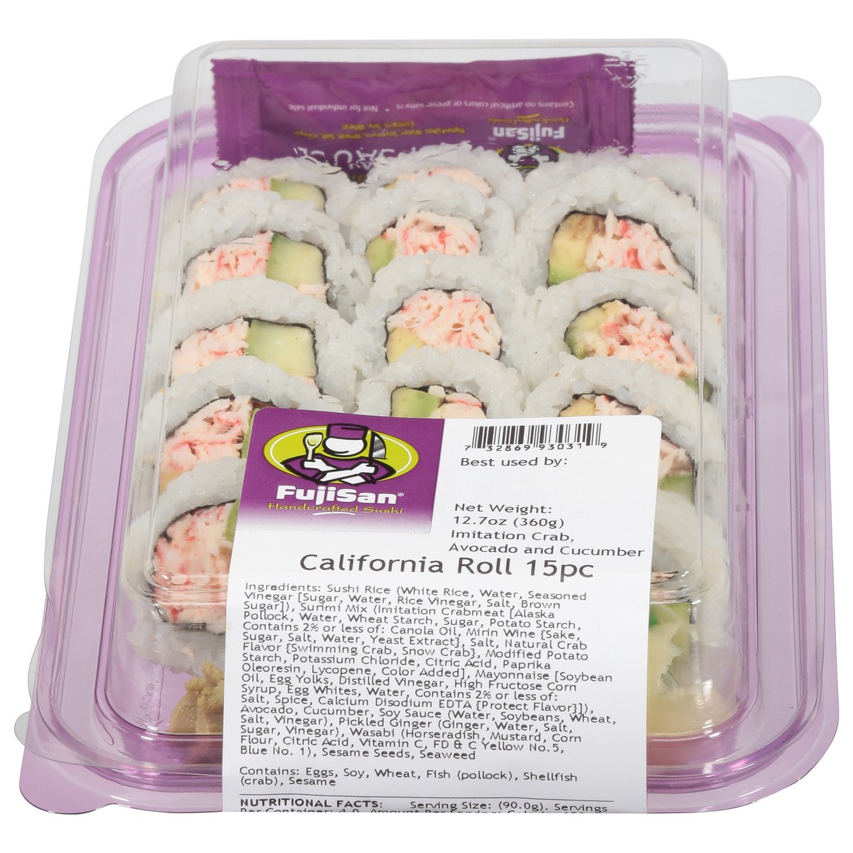 slide 1 of 4, Fujisan Imitaion Crab Avocado and Cucumber California Roll 15 - 12.7 oz ea, 12.35 oz