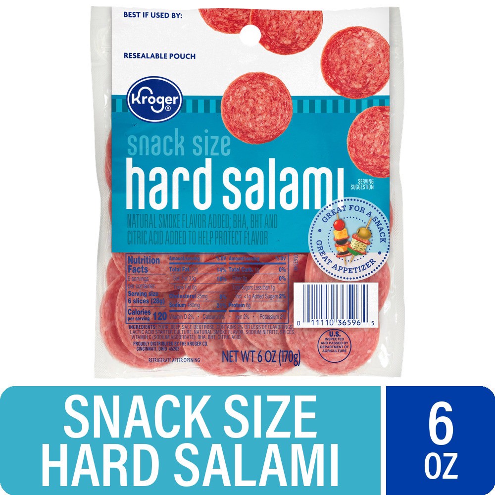 slide 1 of 3, Kroger Snack Size Hard Salami, 6 oz