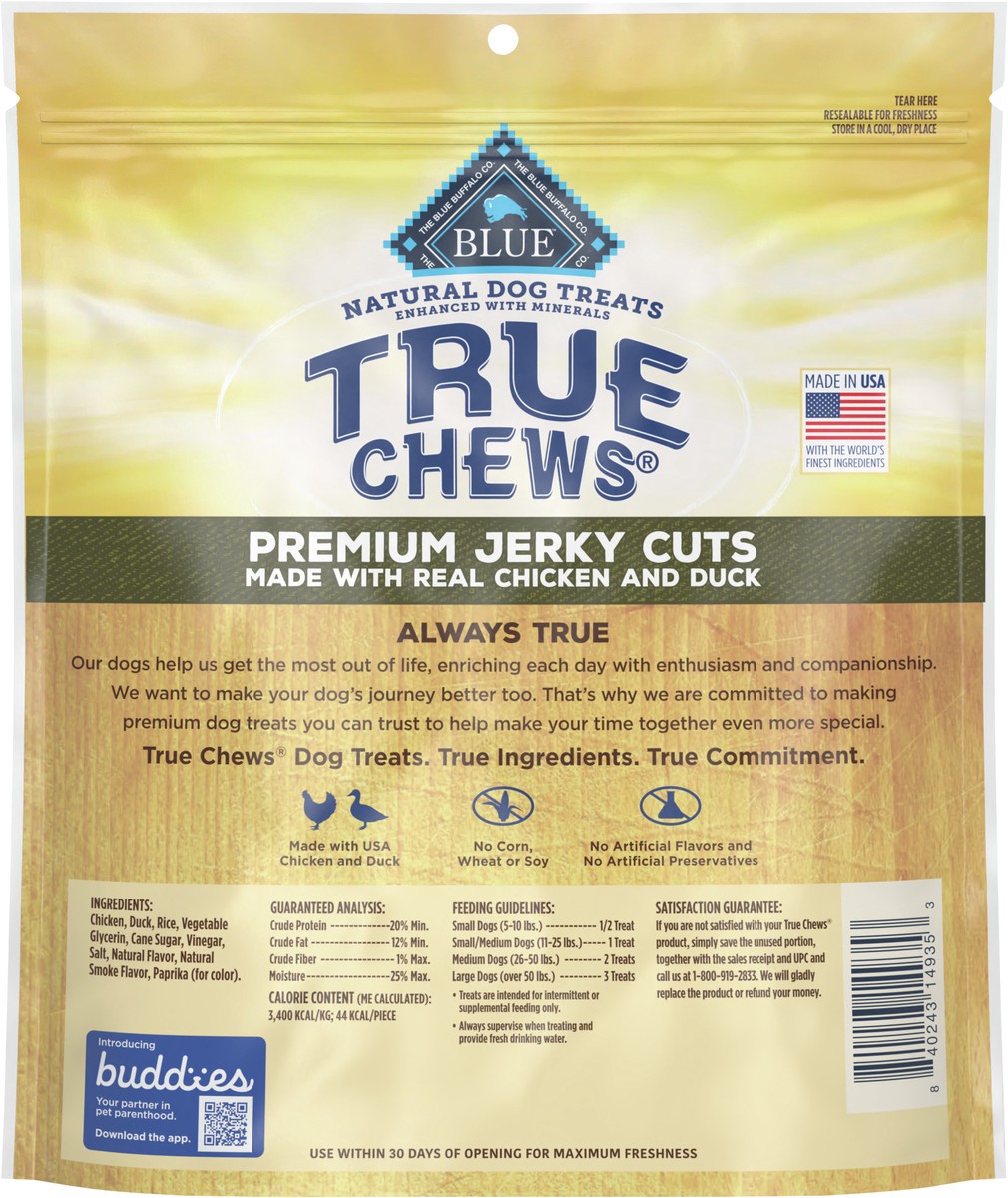 slide 5 of 6, Blue Buffalo True Chews Premium Jerky Cuts Dog Treats, Made in the USA with Natural Ingredients, Chicken & Duck, 22-oz. Bag, 22 oz