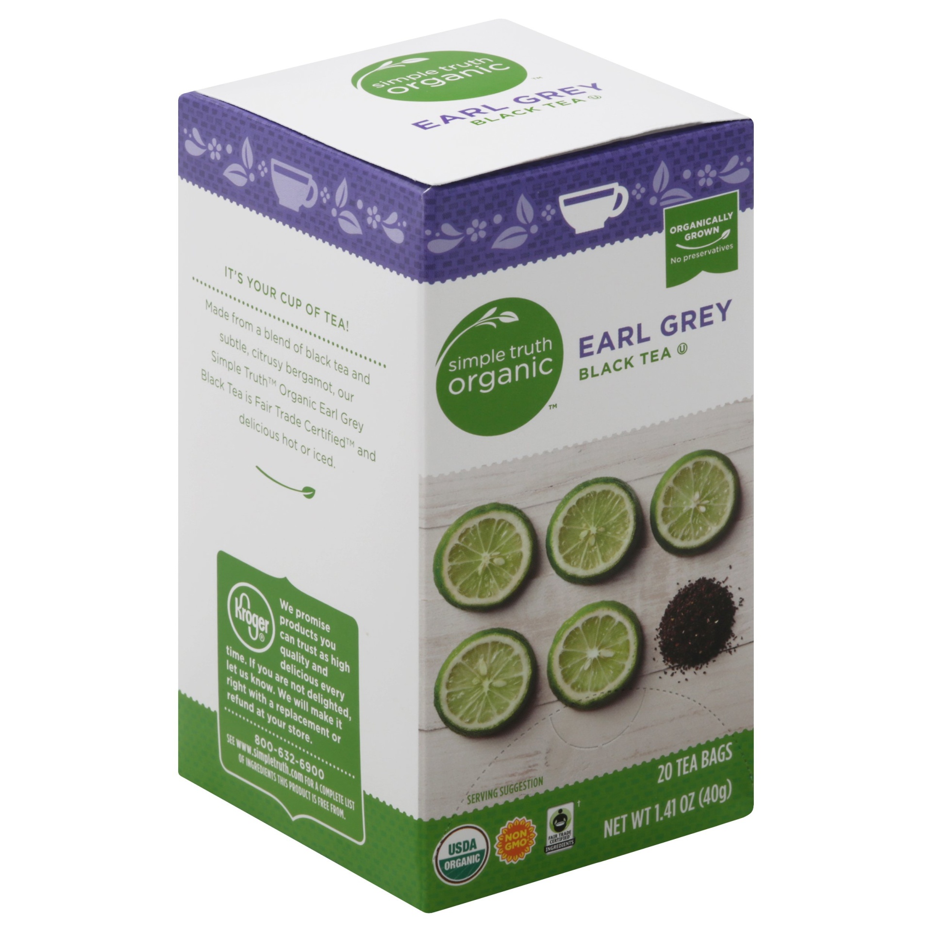 slide 1 of 1, Simple Truth Organic Earl Grey Black Tea Bags, 20 ct