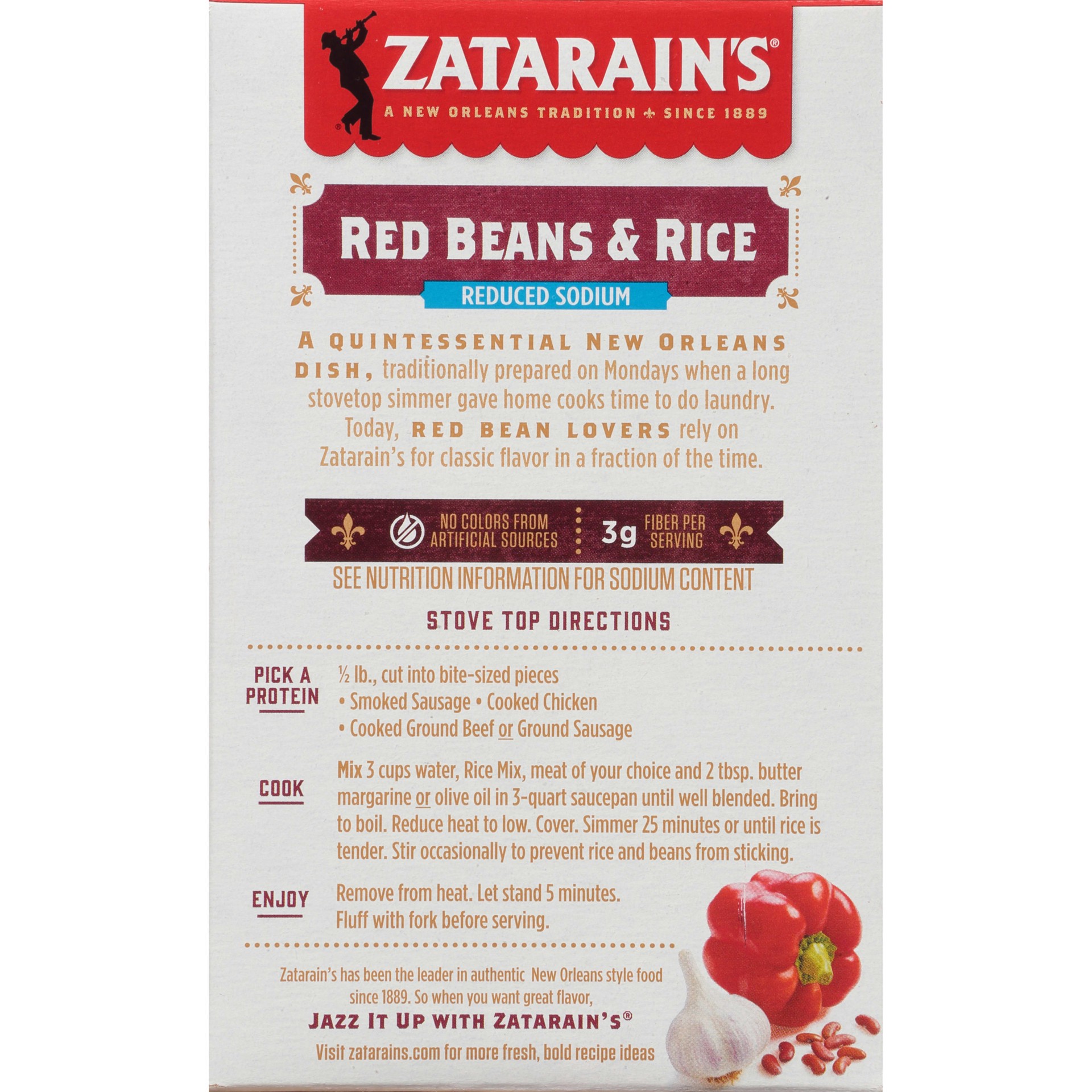 slide 5 of 5, Zatarain's Red Beans & Rice - Reduced Sodium, 8 oz