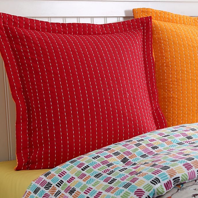 slide 2 of 2, Fiesta Dash Pic Stich Reversible Full/Queen Quilt Set - Scarlet, 3 ct