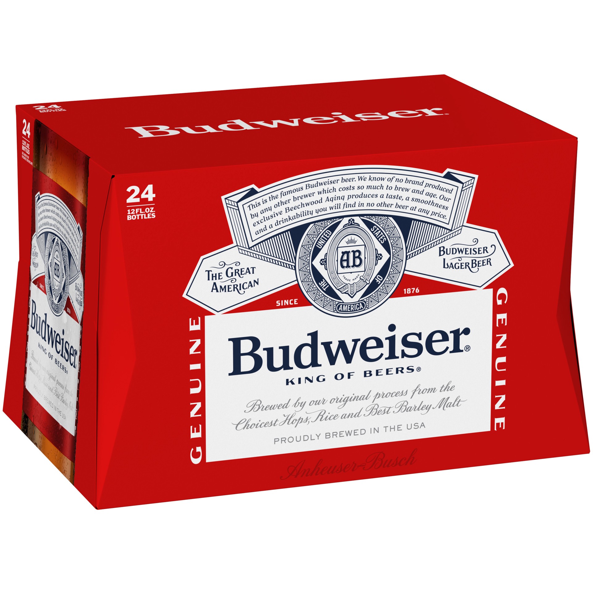 slide 1 of 6, Budweiser Lager Beer 24 ea, 12 fl oz
