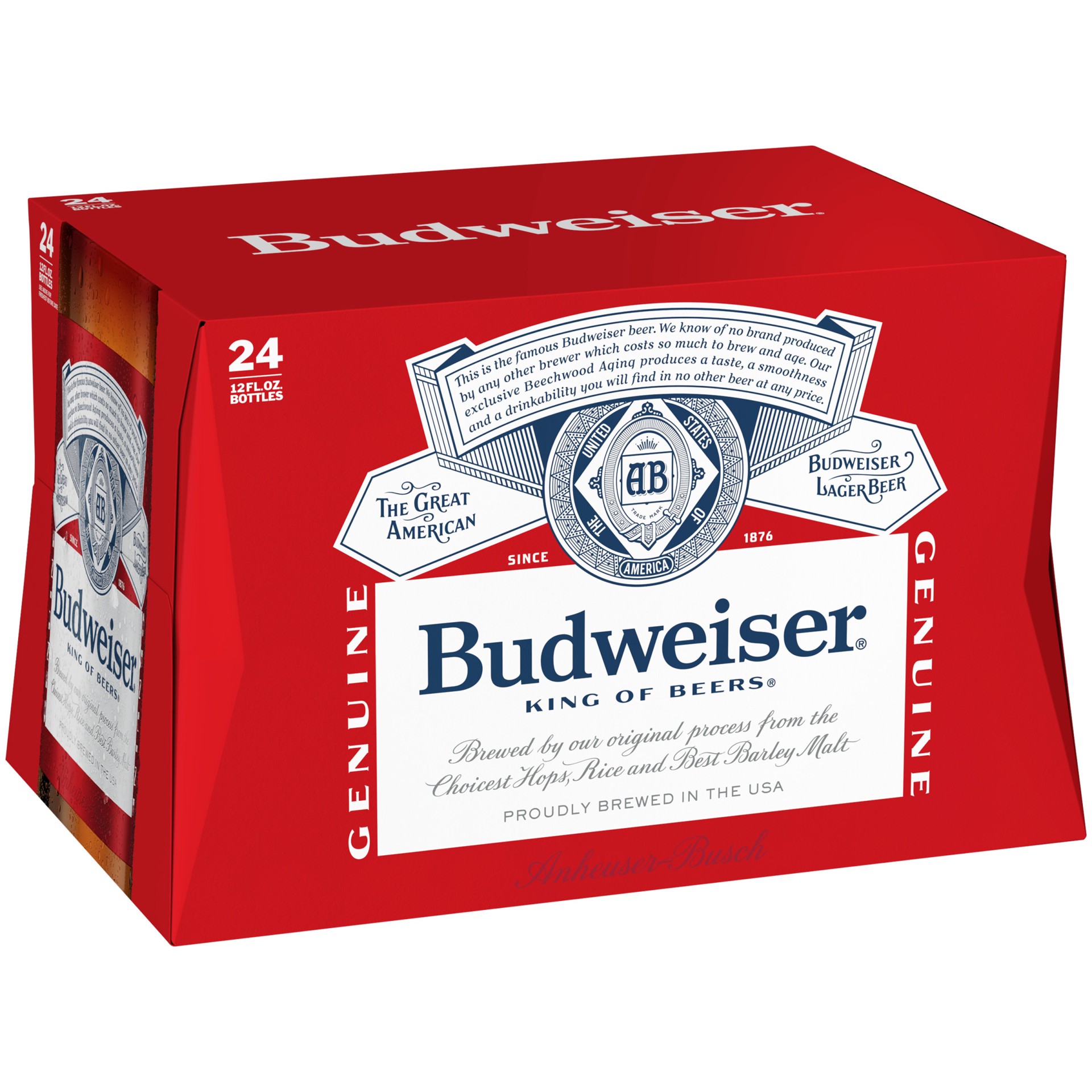 slide 1 of 6, Budweiser Beer, 24 Pack Beer, 12 FL OZ Bottles, 288 fl oz