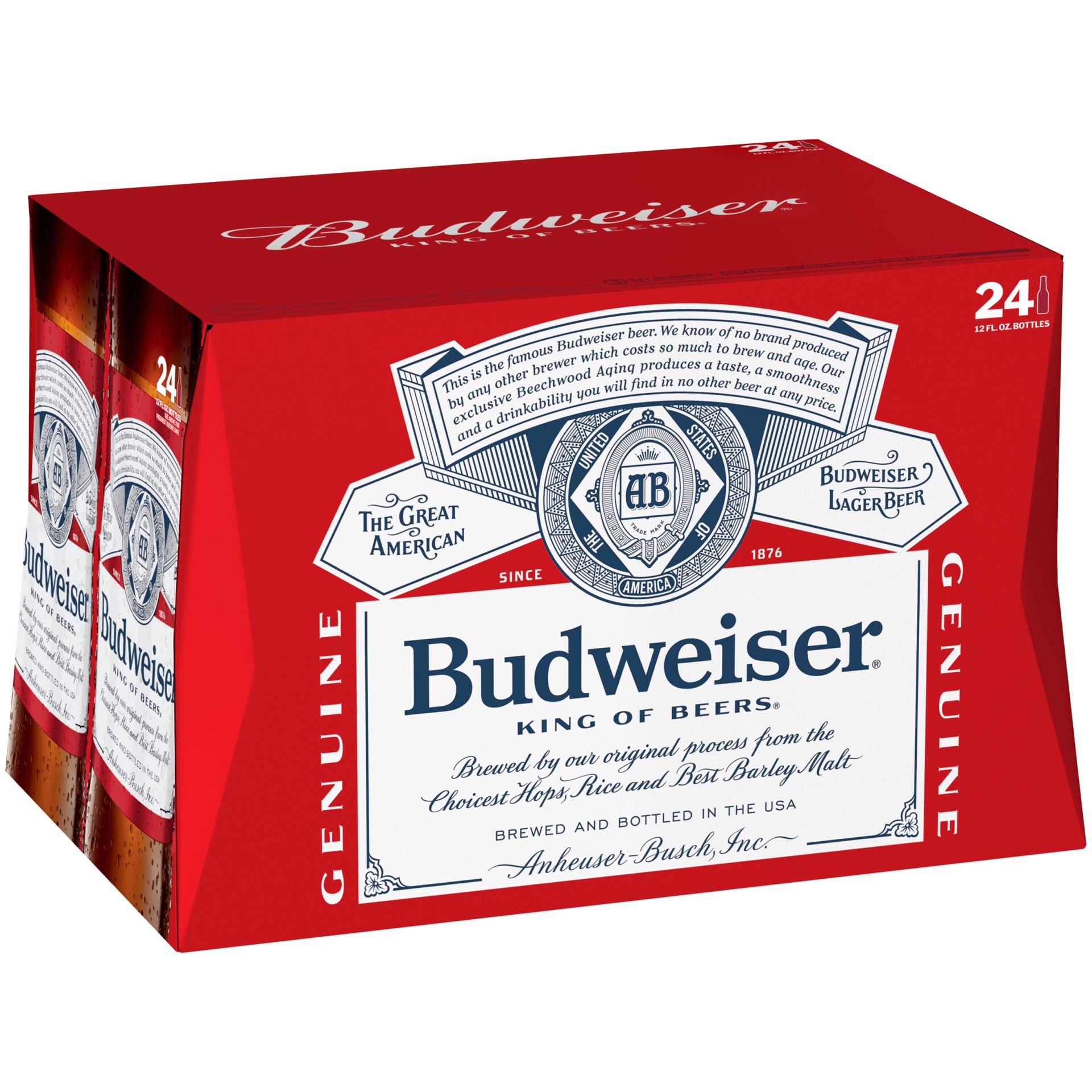 slide 1 of 6, Budweiser Beer, 24 Pack Beer, 12 FL OZ Bottles, 288 fl oz