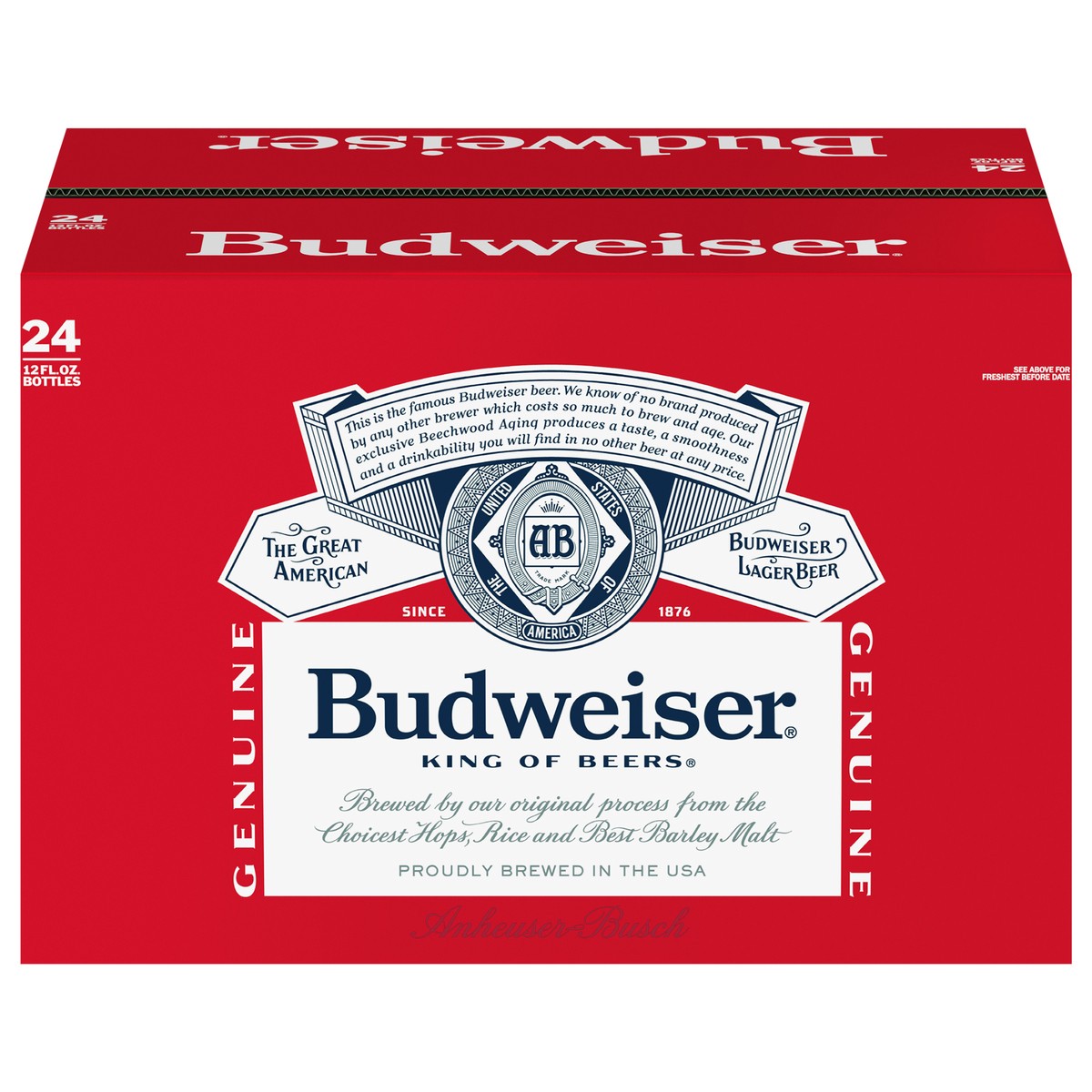 slide 1 of 6, Budweiser Lager Beer 24 - 12 fl oz Bottles, 24 ct; 12 oz