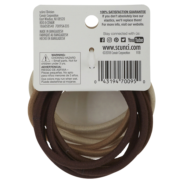 slide 3 of 5, scünci Nylon Thick Hair Elastics Brown/Blonde, 10 ct