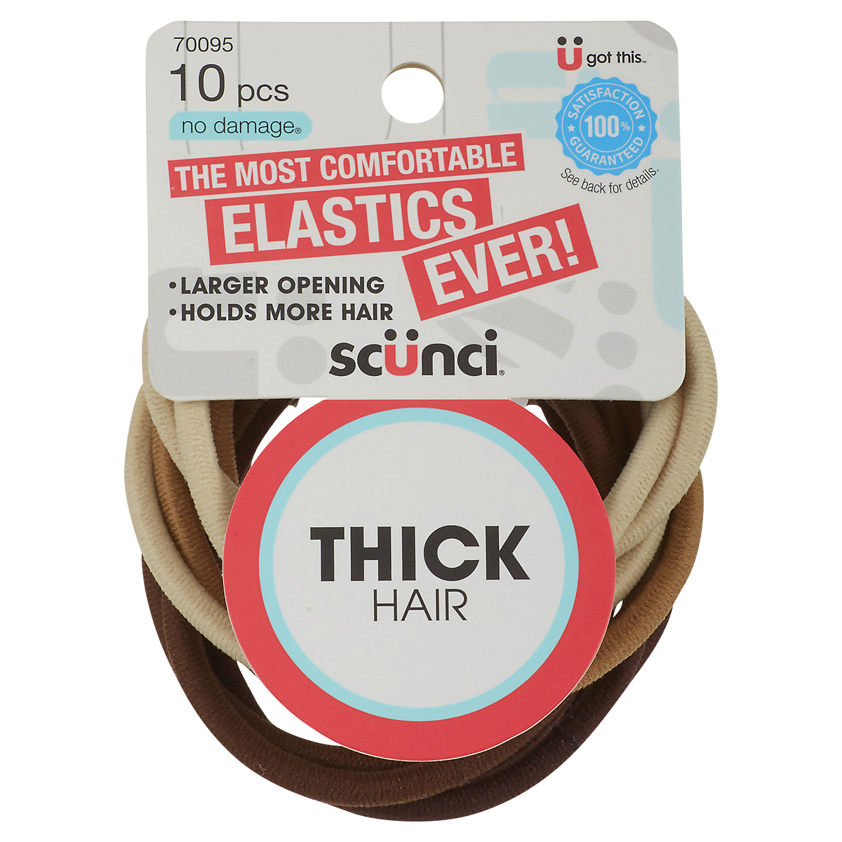 slide 1 of 5, scünci Nylon Thick Hair Elastics Brown/Blonde, 10 ct