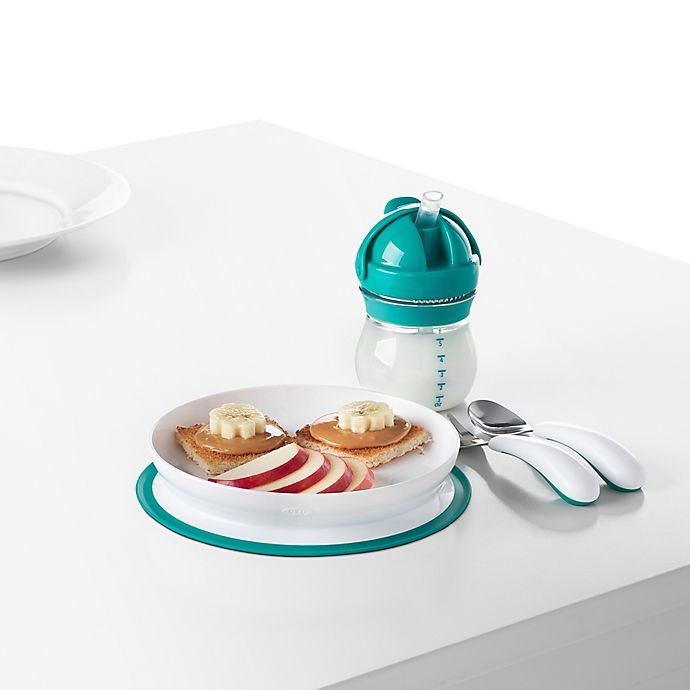 slide 2 of 8, OXO Tot Stick & Stay Plate - Teal, 1 ct