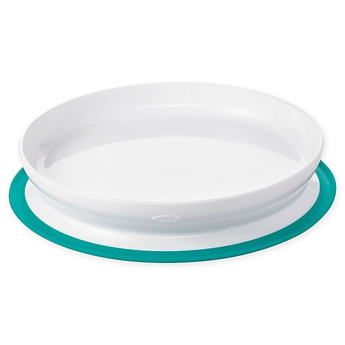 slide 1 of 8, OXO Tot Stick & Stay Plate - Teal, 1 ct