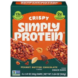 SimplyProtein Crispy Peanut Butter Chocolate Flavored Snack Bars, 4 - 1.41 oz Bars