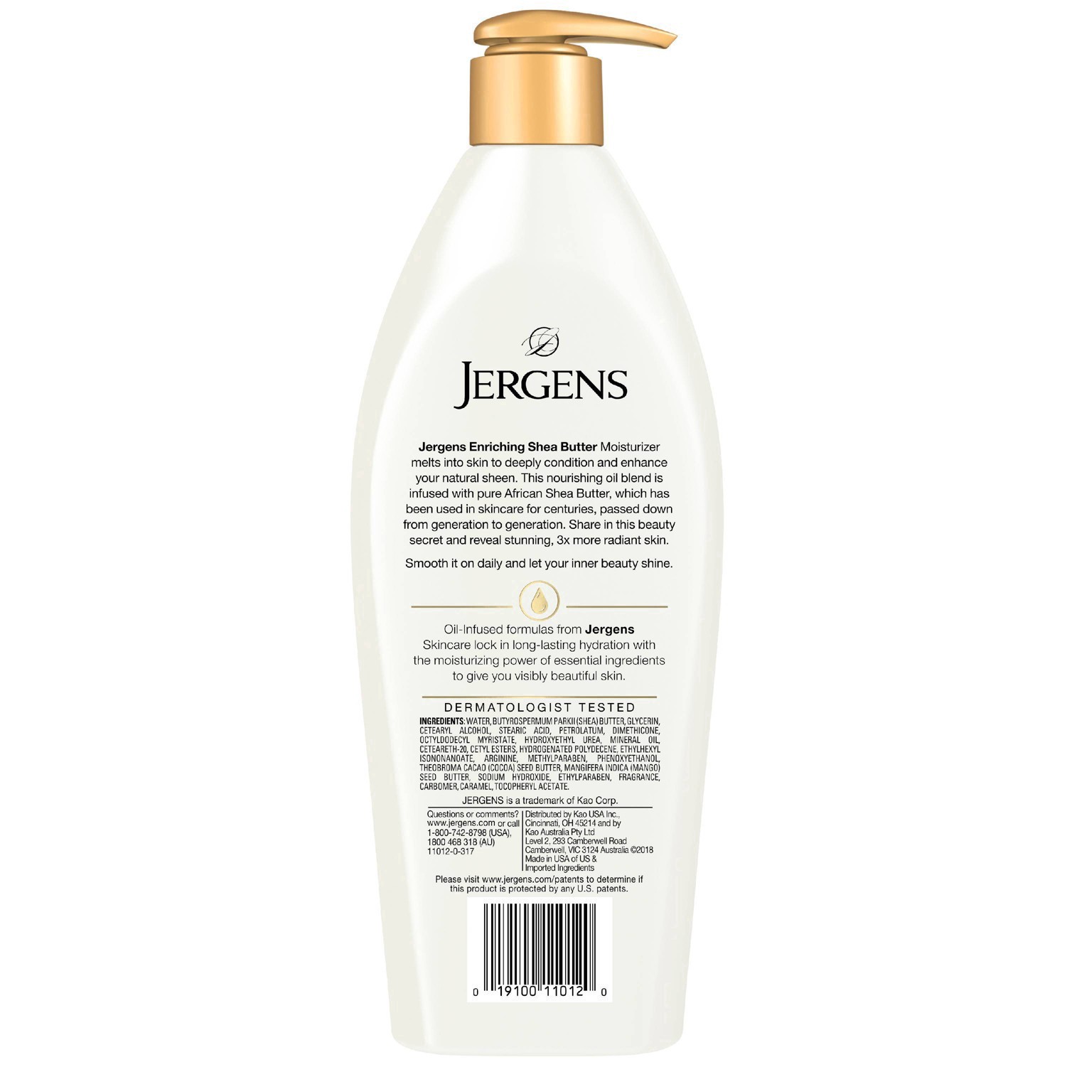 slide 3 of 37, Jergens Hand and Body Lotion, Shea Butter Hand and Body Lotion for Dry Skin, Dermatologist Tested Moisturizer, 21Oz, 26.50 fl. oz