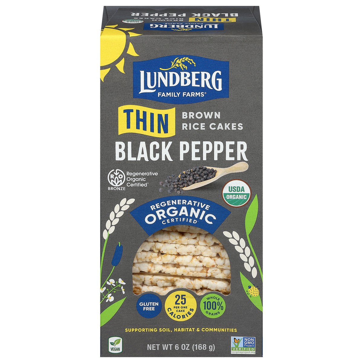 slide 1 of 9, Lundberg Family Farms Organic Thin Black Pepper Brown Rice Cakes 6 oz, 6 oz