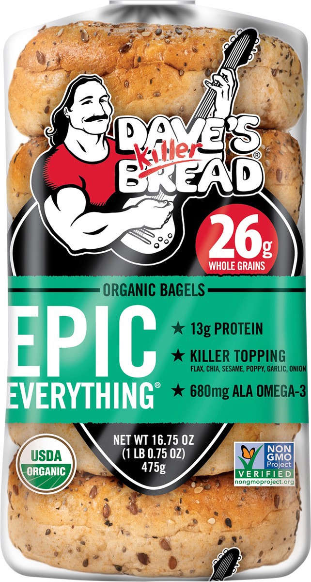 slide 7 of 8, Dave's Killer Bread Bagels, Organic, 16.75 oz