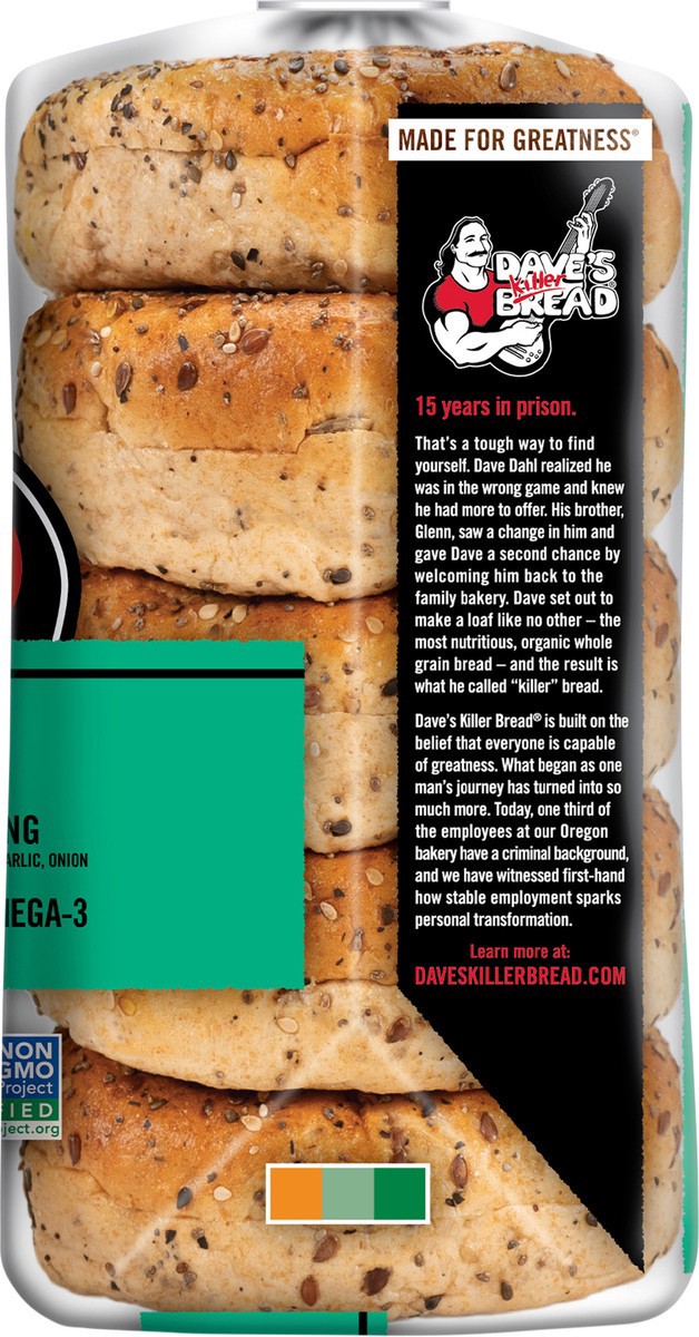 slide 4 of 8, Dave's Killer Bread Bagels, Organic, 16.75 oz