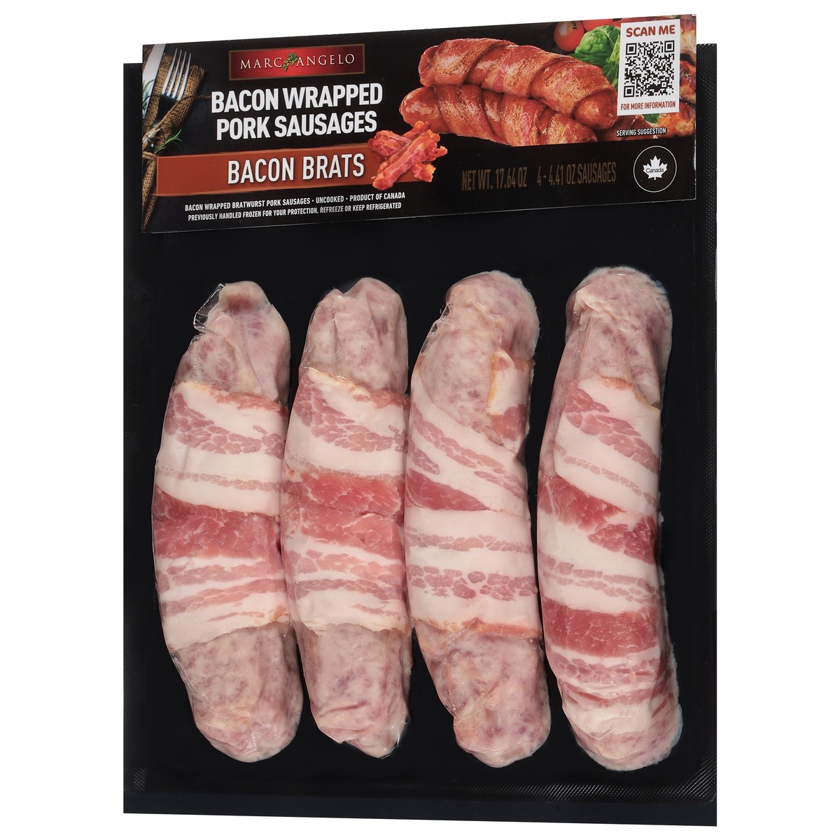slide 4 of 4, Bacon Wrapped Bratwurst Sausages 17.6 Oz - 17.6 OZ, 17.6 oz