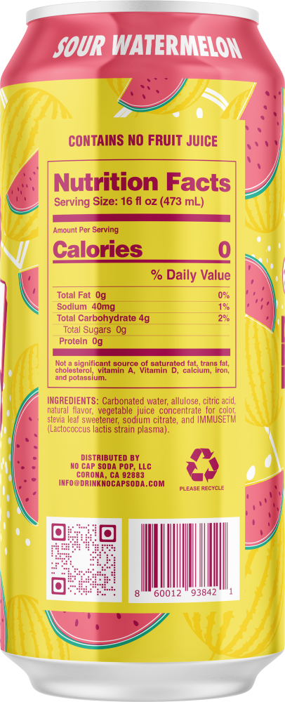 slide 3 of 3, No Cap Sour Watermelon, 16 oz