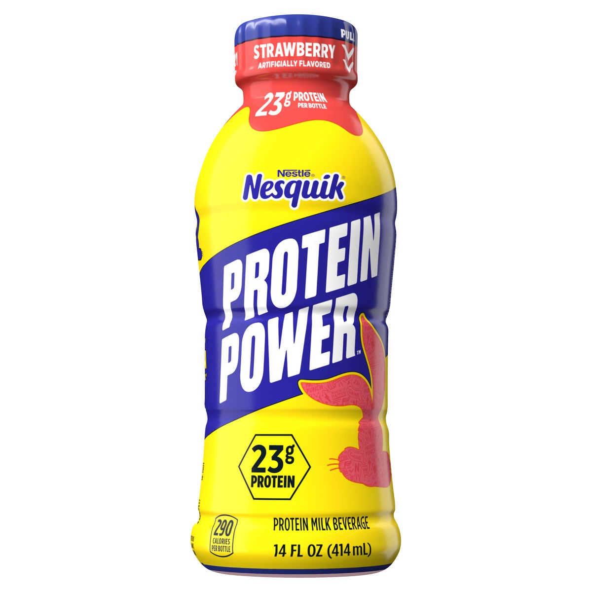 slide 1 of 3, Nesquik Protein Power Strawberry Protein Milk Drink, Ready to Drink 14 fl oz., 14 oz