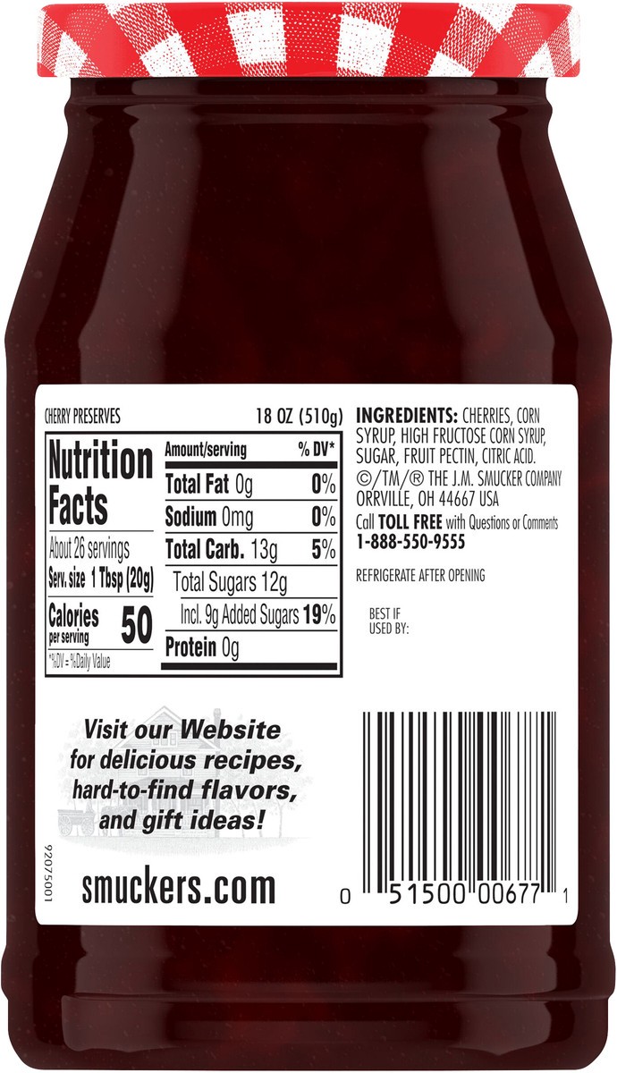 slide 4 of 8, Smucker's Cherry Preserves, 18 Ounces, 18 oz