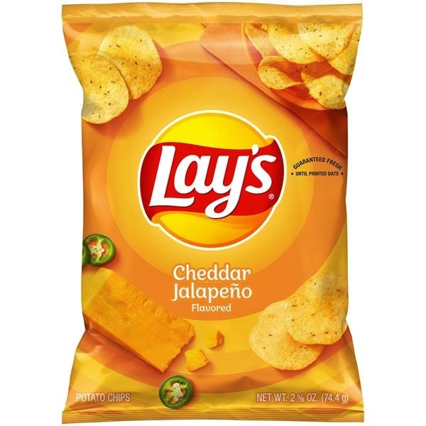 slide 1 of 1, Lay's Cheddar Jalapeno Potato Chips, 2.62 oz