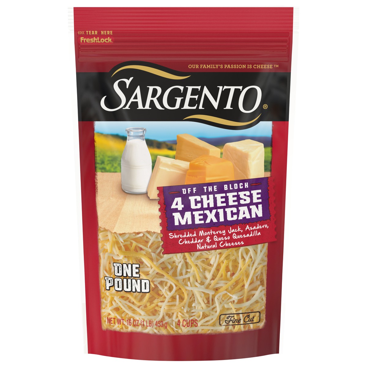 slide 1 of 9, Sargento Shredded 4 Cheese Mexican Natural Cheese, Fine Cut, 16 oz., 16 oz